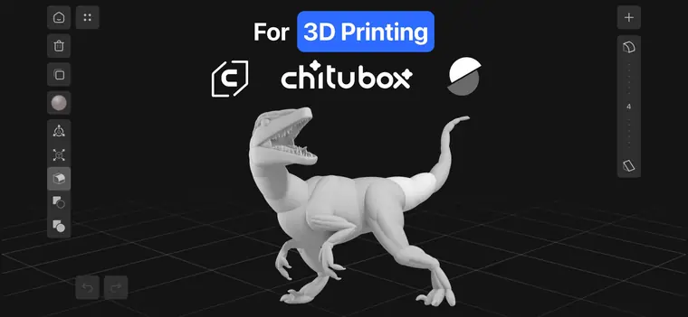 A dinosaur model captioned For 3D Printing