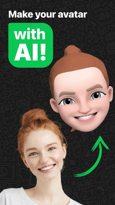 A woman’s selfie beside her 3D cartoon avatar, captioned Make your avatar with AI!