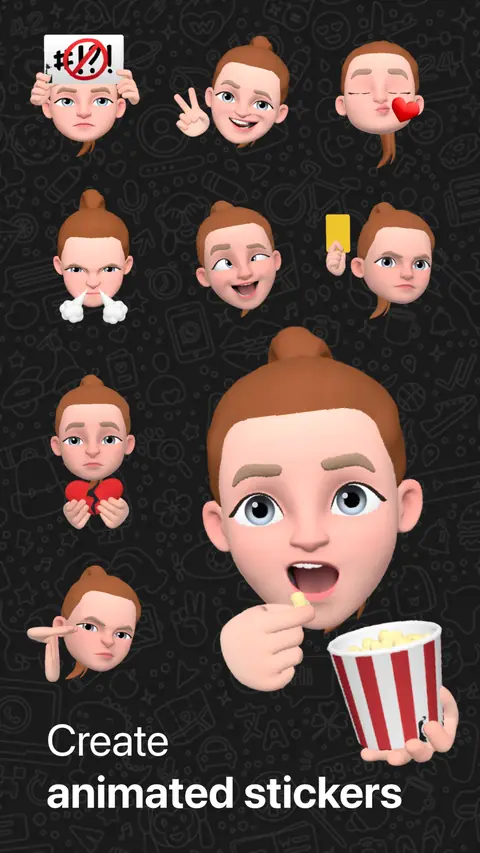 A set of animated avatar stickers, captioned Create animated stickers